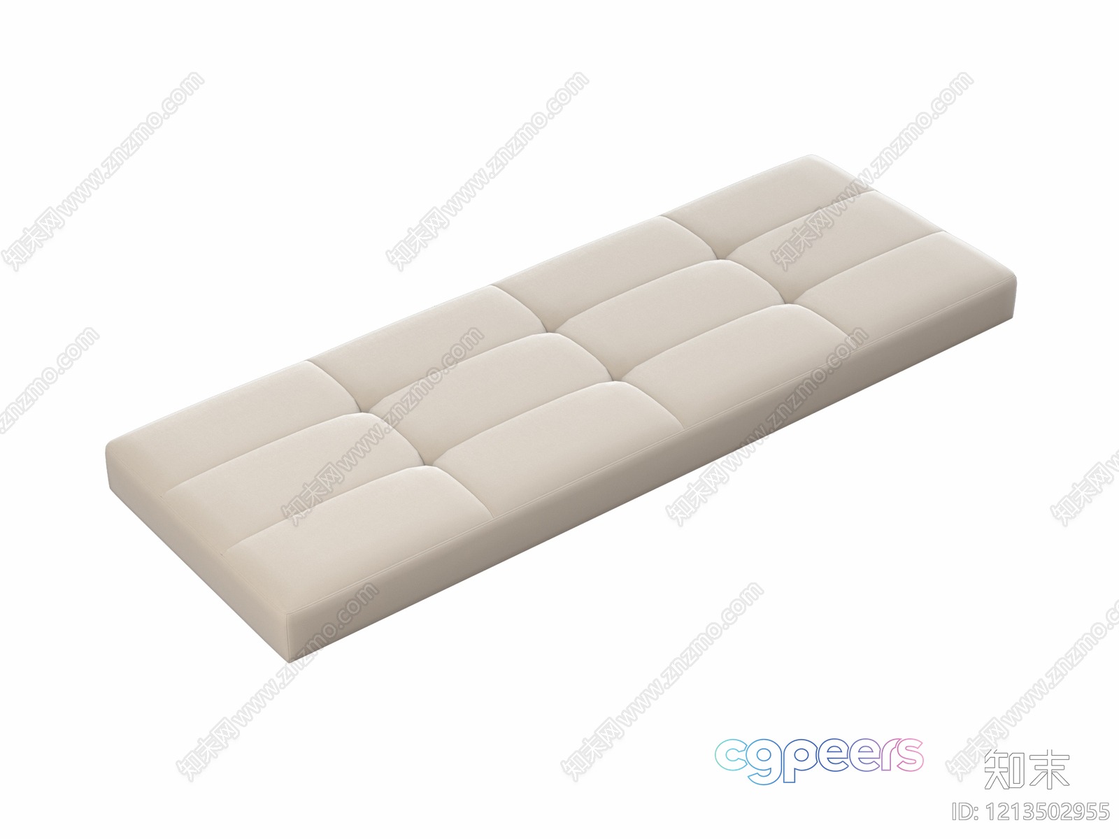 A Beige Futon Mattress 3D Model - 11399 - VRAY Render