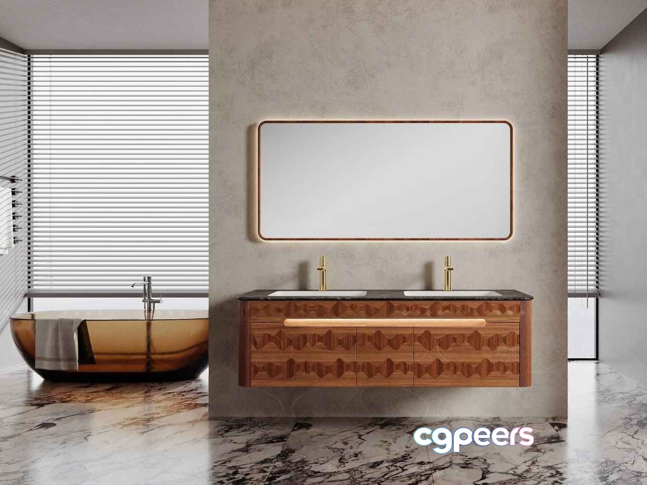 Modern Bathroom Vanity 3D Model - 4696 - VRAY Render
