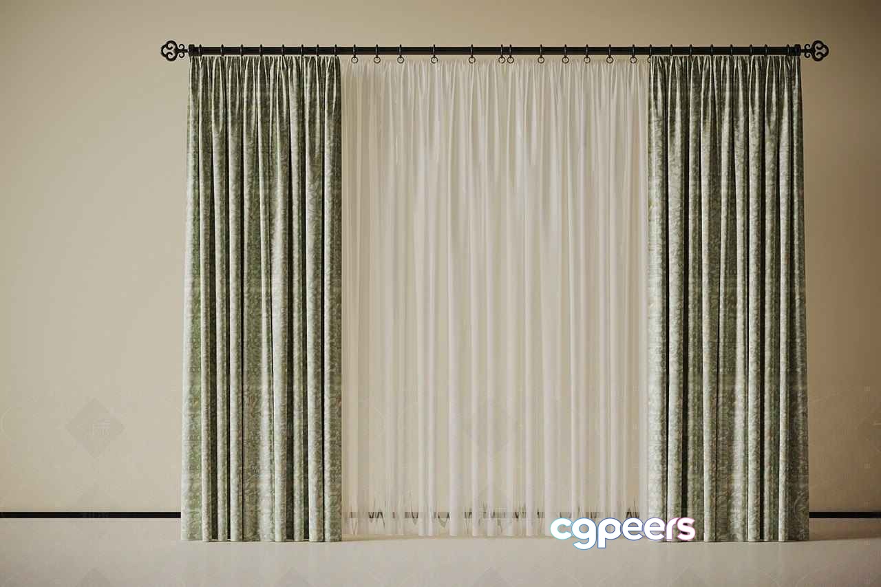 Light-Colored Curtains 3D Model - 5816 - VRAY Render