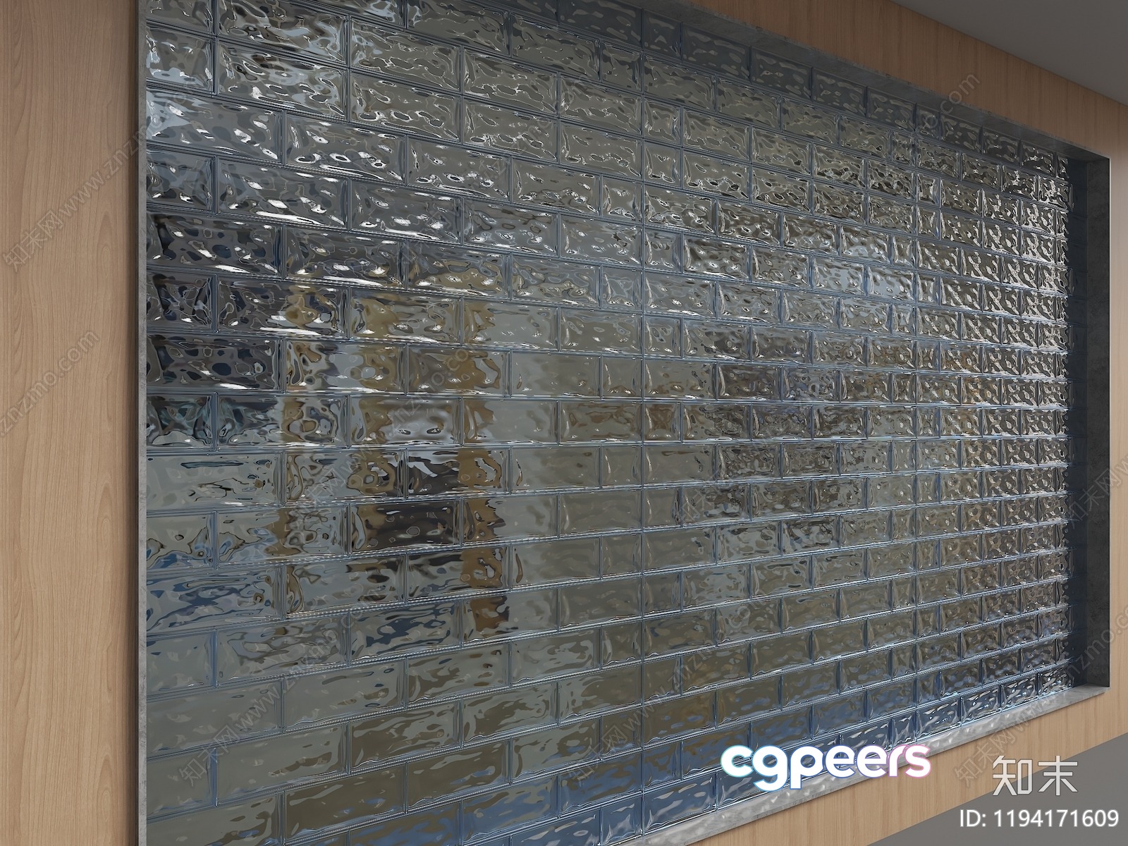 A Glass Block Wall 3D Model - 15655 - VRAY Render