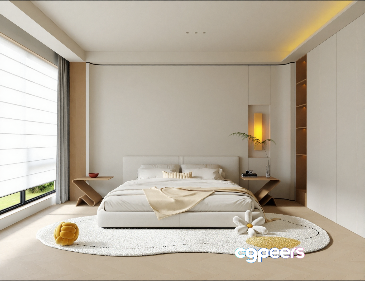 Modern Minimalist Bedroom 3D Model - 14125 - VRAY Render