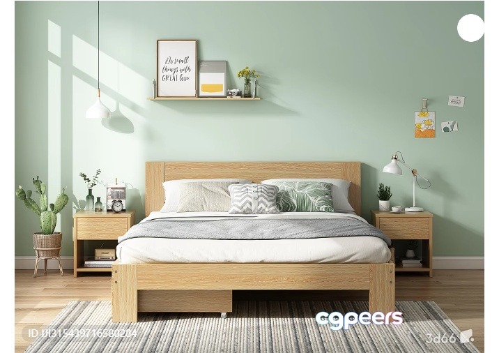 Cozy Bedroom 3D Model - 322 - VRAY Render