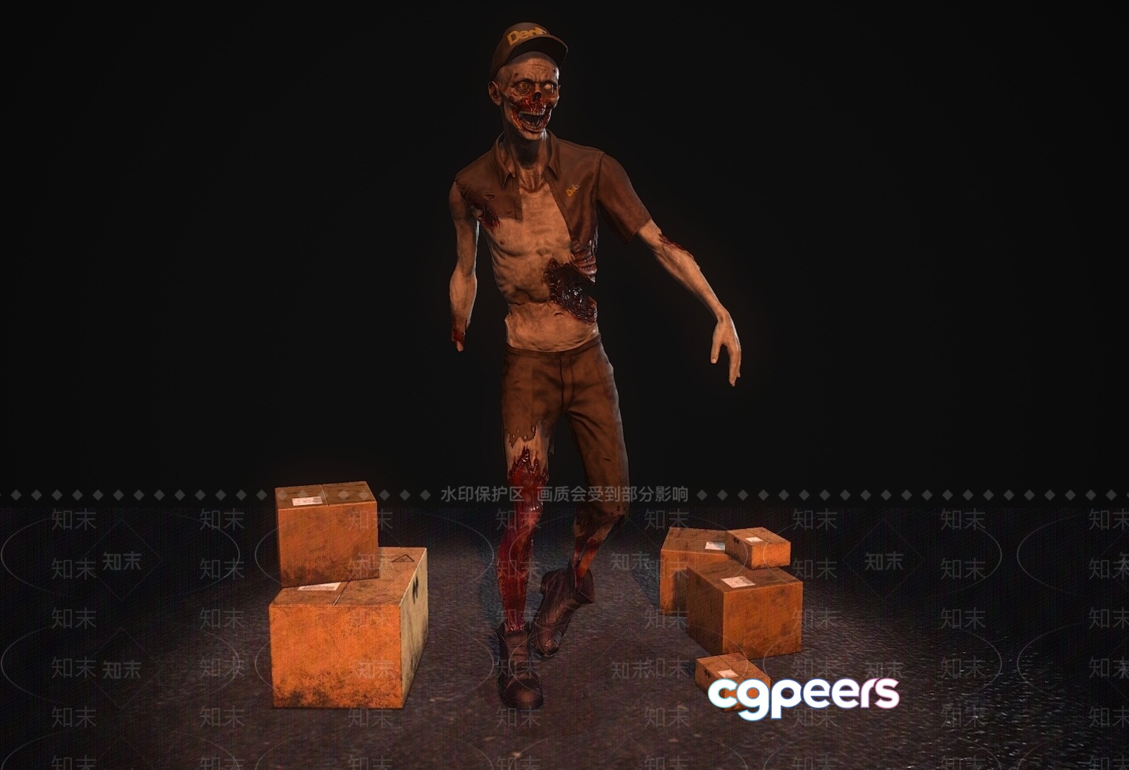A Zombie In A Postal Worker'S Uniform 3D Model - 13907 - VRAY Render