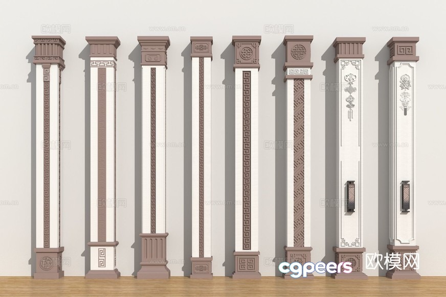 Decorative Pillars 3D Model - 9377 - VRAY Render