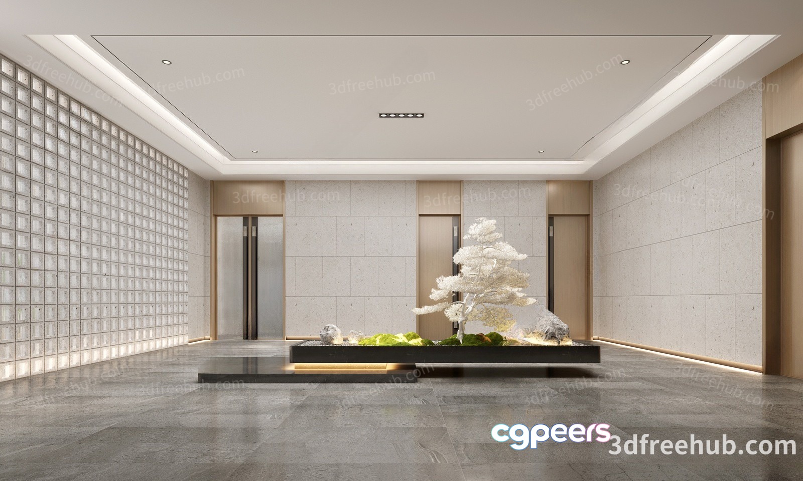 A Large White Tree In A Room 3D Model - 23506 - VRAY Render