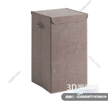A Gray Fabric Laundry Hamper 3D Model - 239 - VRAY Render