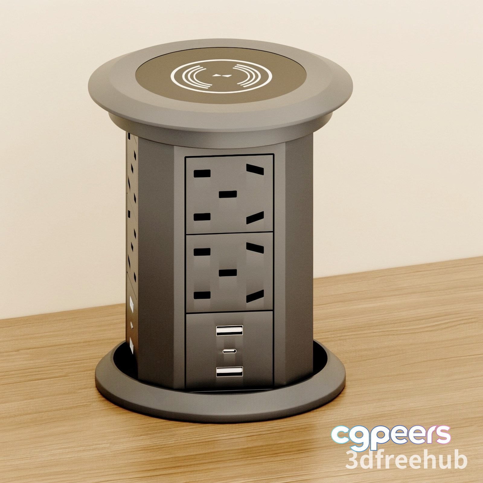 A Gray Charging Station With A White Logo On Top 3D Model - 23533 - VRAY Render