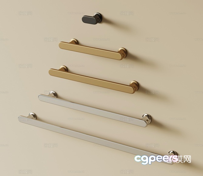 A Collection Of Cabinet Handles 3D Model - 1233 - VRAY Render