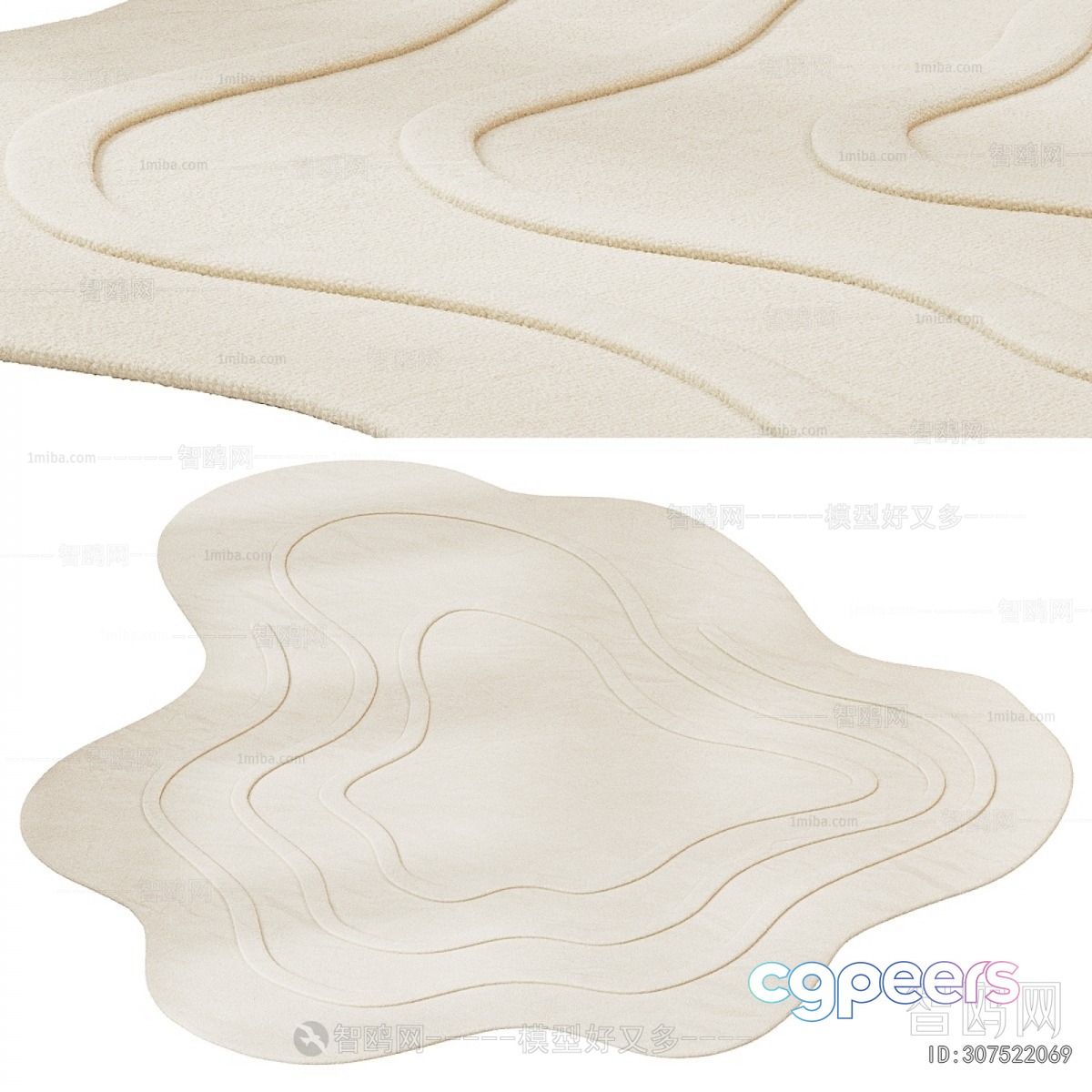 The Main Subject Is A Rug With A Wavy Design 3D Model - 15028 - VRAY Render