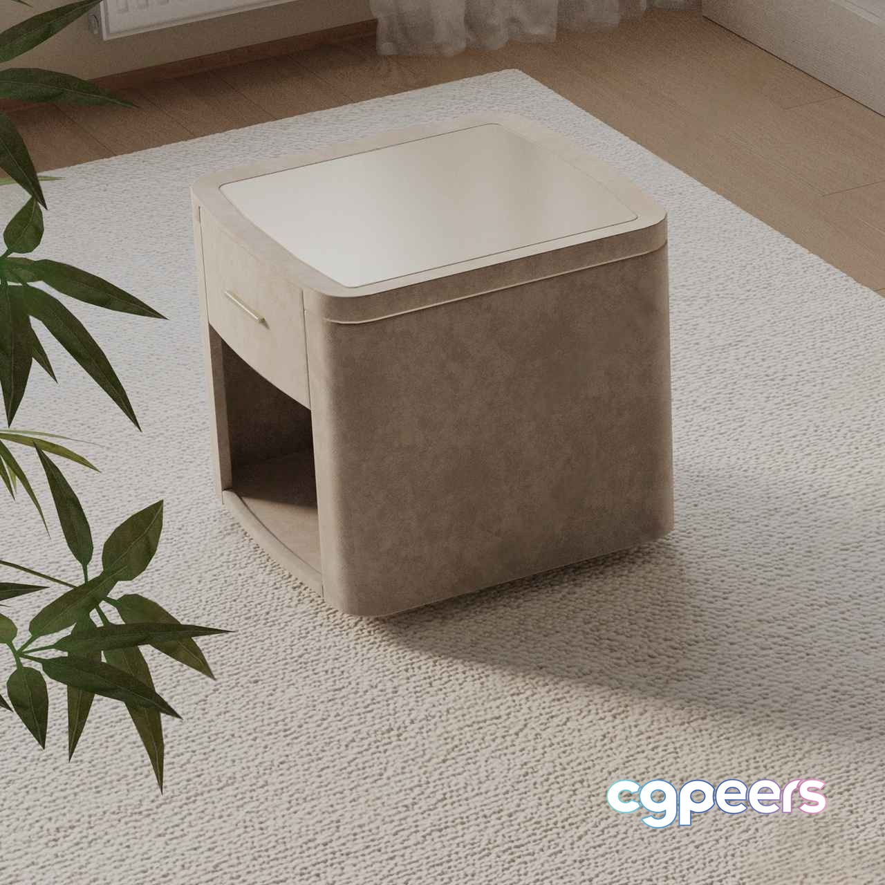 Simple Beige End Table 3D Model - 12357 - VRAY Render