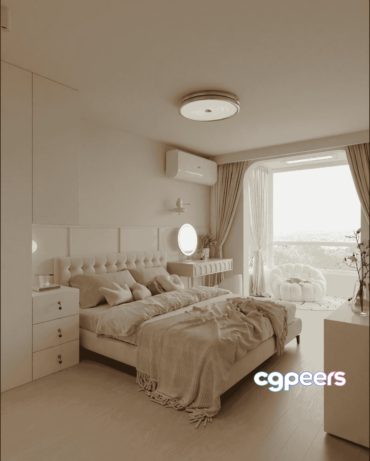 A White Bedroom 3D Model - 11593 - VRAY Render A White Bedroom 3D Model - 11593 - VRAY Render