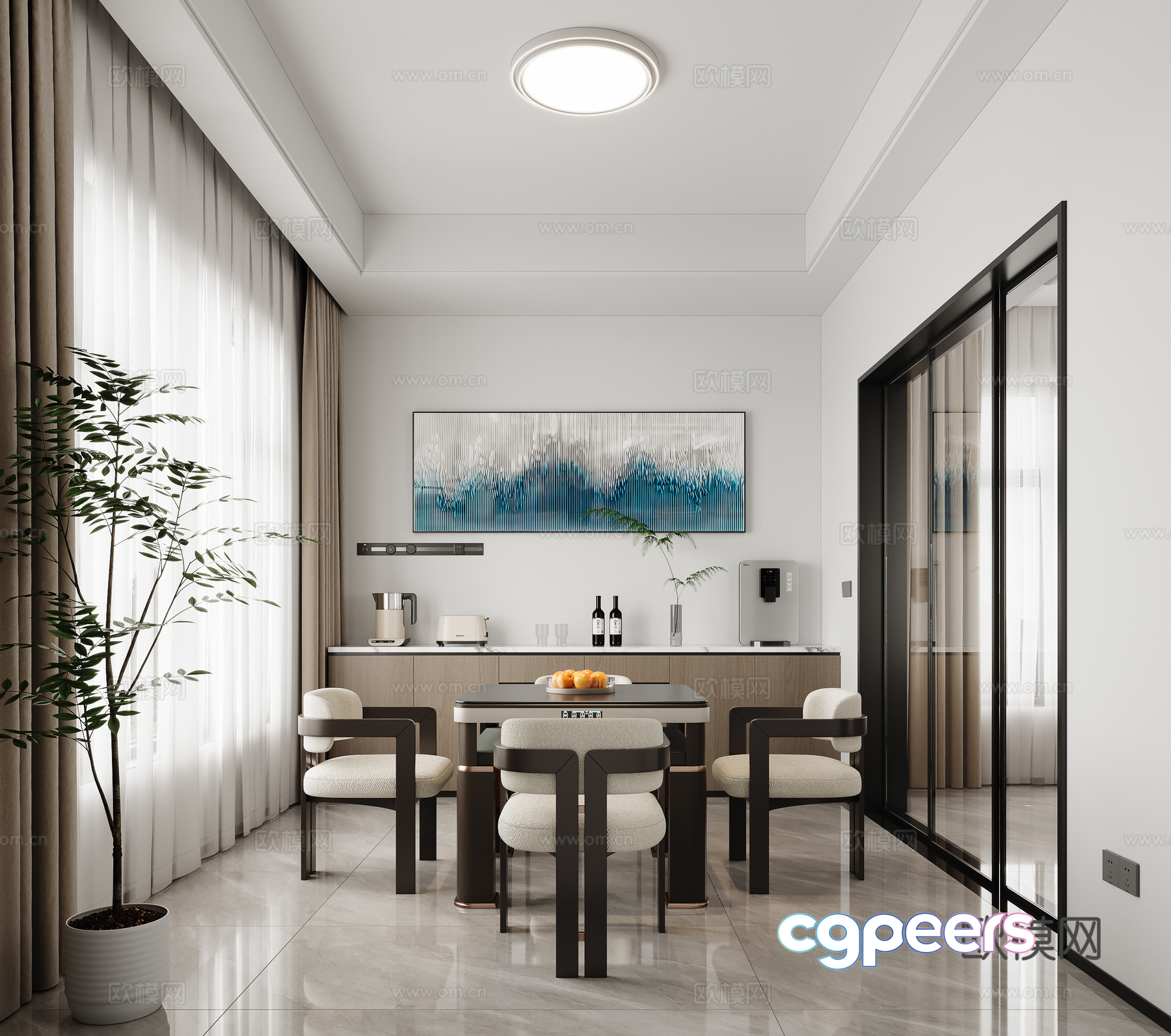 Modern Dining Room 3D Model - 998 - VRAY Render