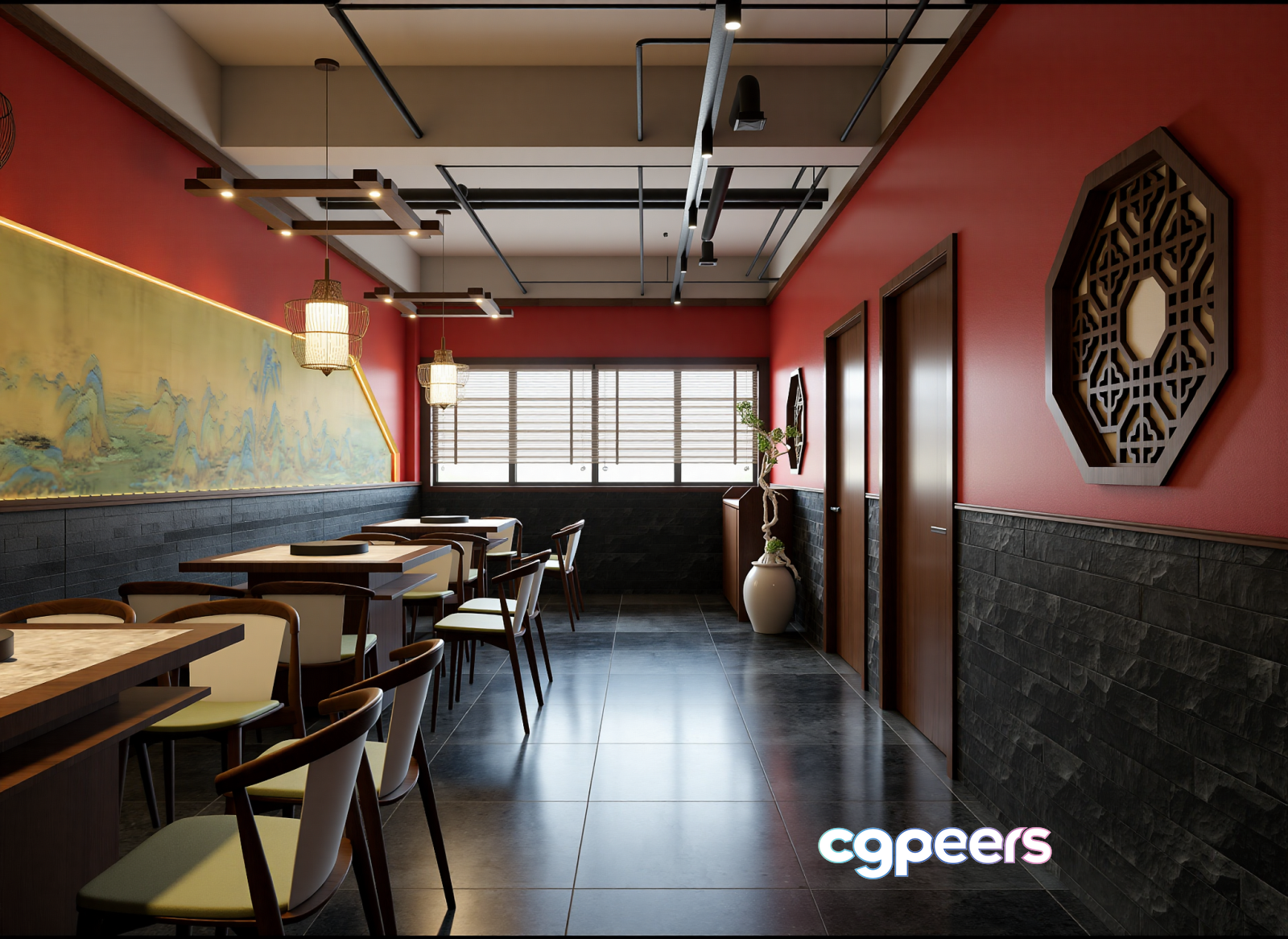 Modern Asian Restaurant 3D Model - 21907 - VRAY Render Modern Asian Restaurant 3D Model - 21907 - VRAY Render
