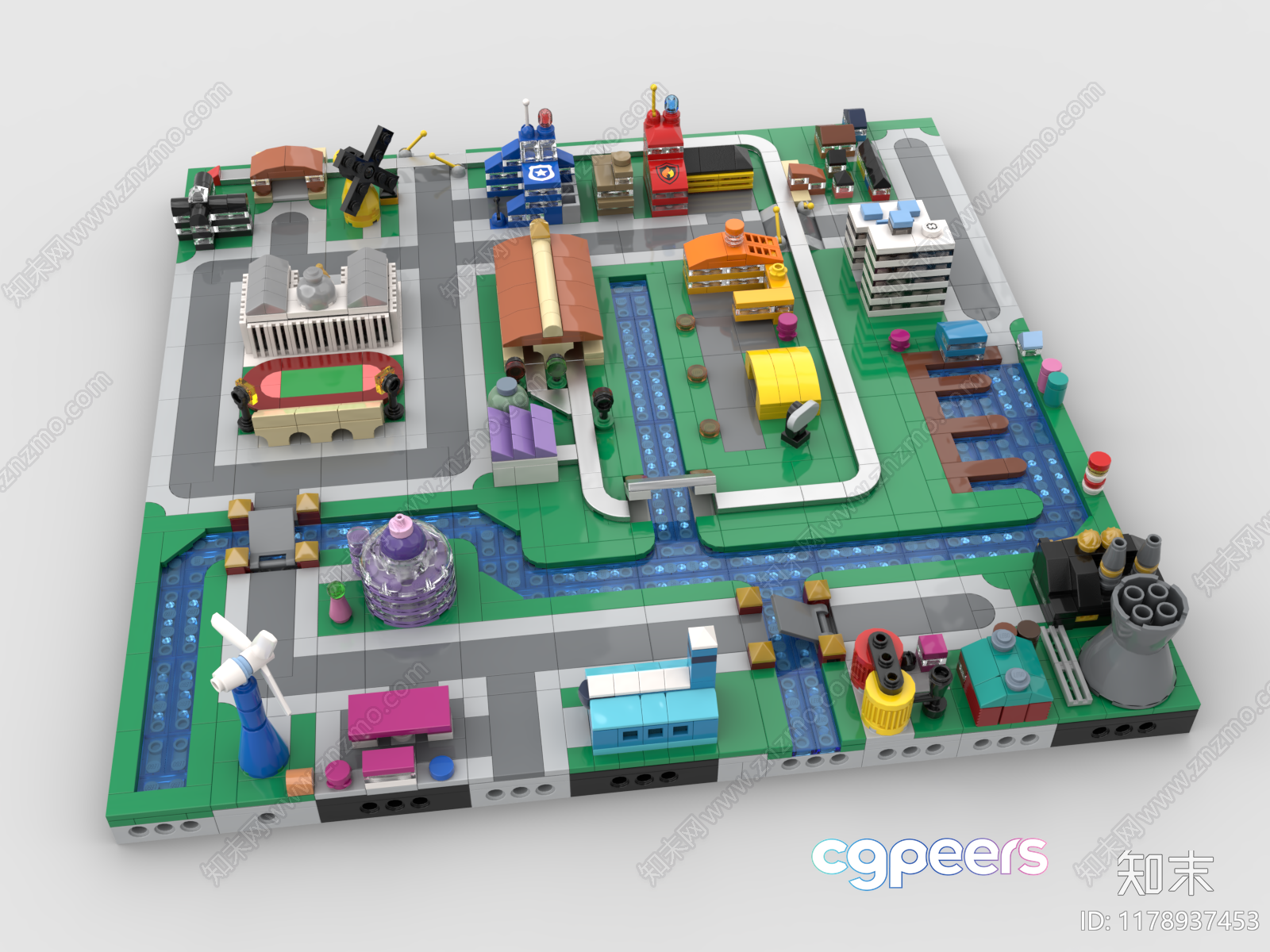 A Colorful Lego Cityscape 3D Model - 8789 - VRAY Render A Colorful Lego Cityscape 3D Model - 8789 - VRAY Render