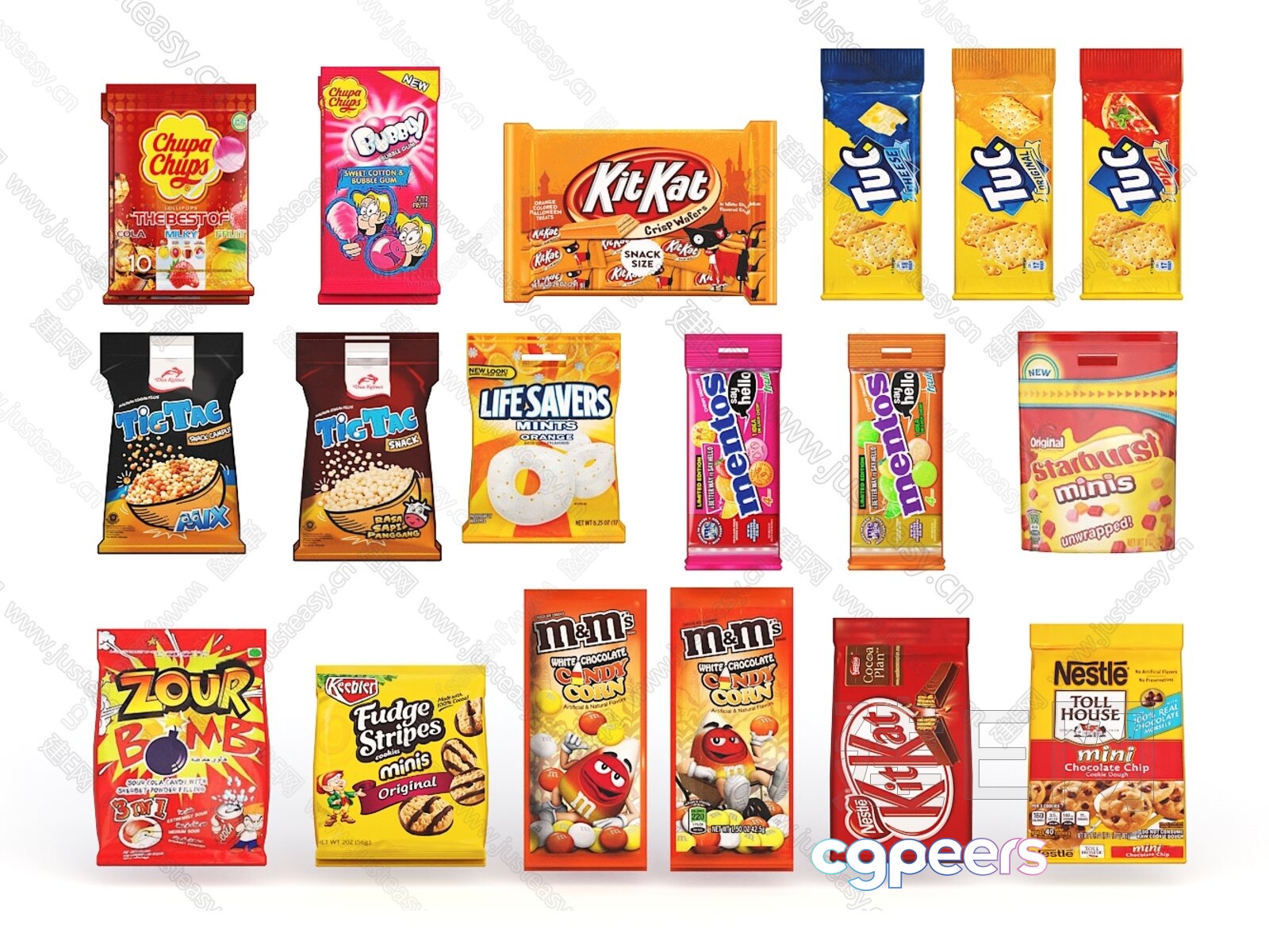 A Collection Of Snack Bags 3D Model - 15453 - VRAY Render A Collection Of Snack Bags 3D Model - 15453 - VRAY Render