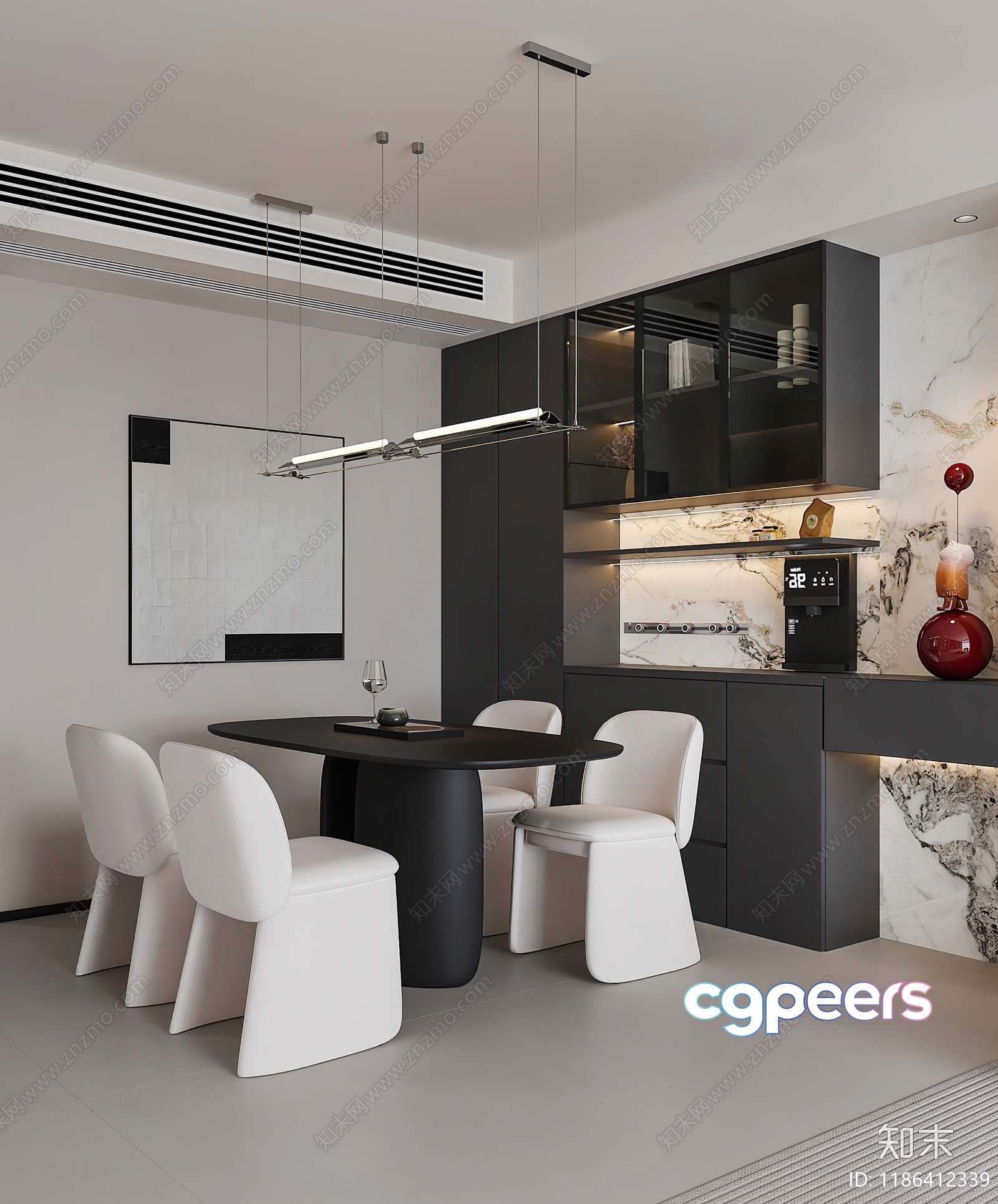 Modern Dining Room 3D Model - 17030 - CORONA Render