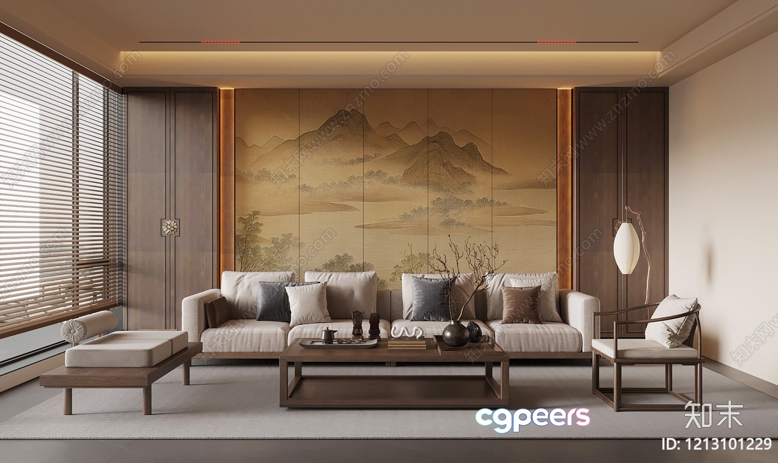 Modern Living Room 3D Model - 7169 - VRAY Render