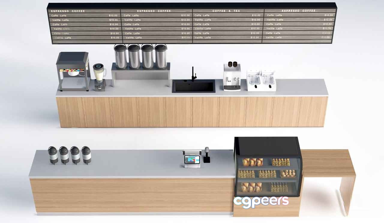 Coffee Shop Counter 3D Model - 11233 - VRAY Render Coffee Shop Counter 3D Model - 11233 - VRAY Render