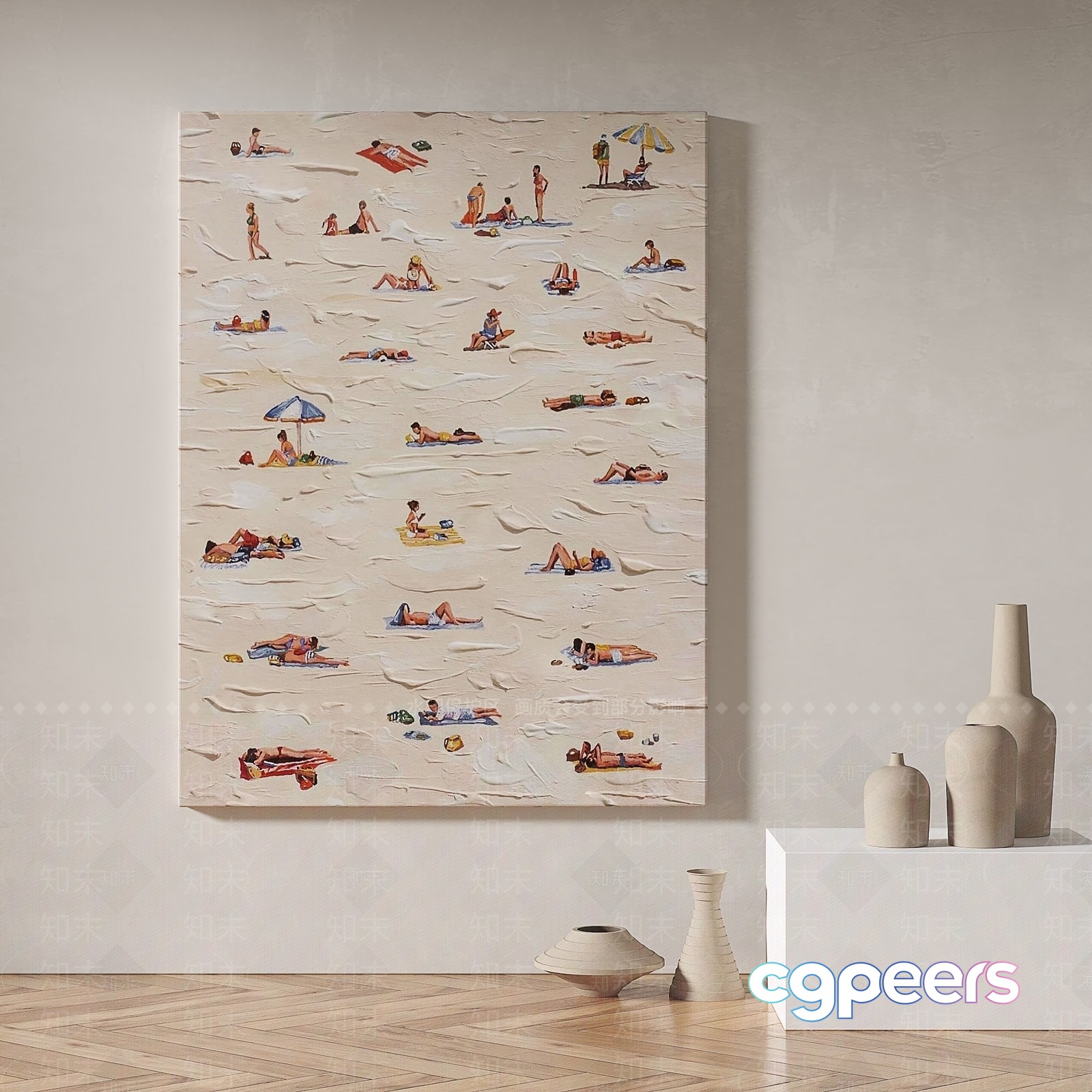 A Painting Of People On A Beach 3D Model - 9502 - VRAY Render