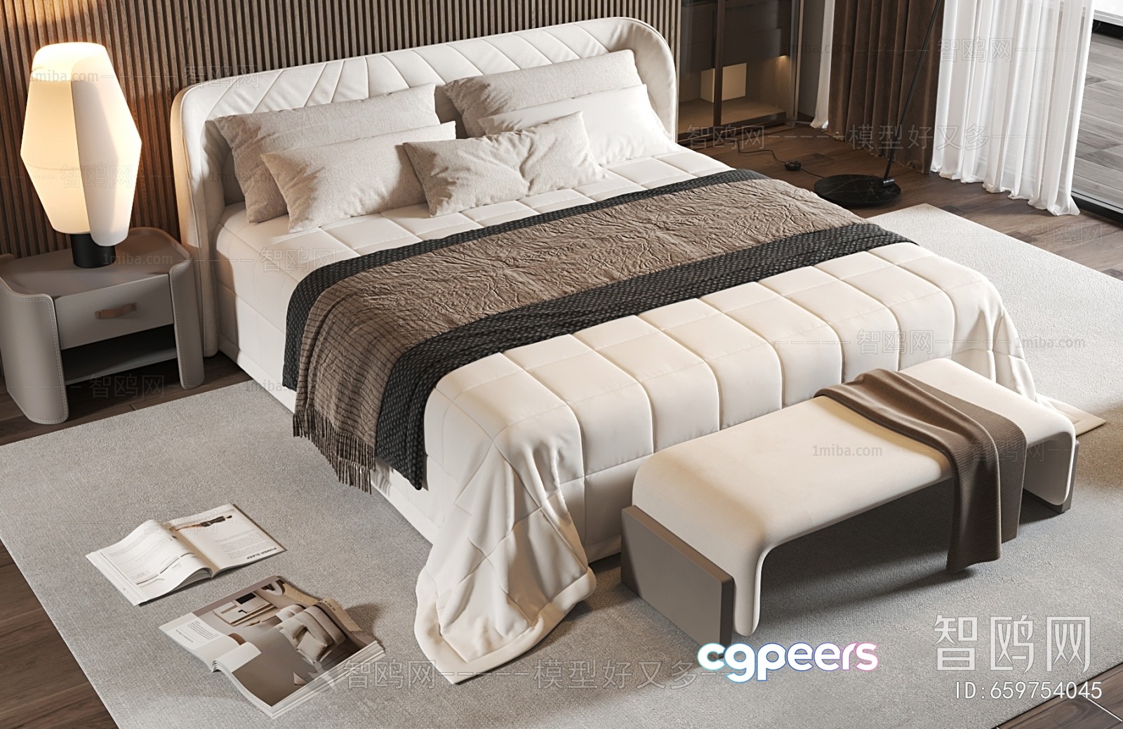 Cozy Modern Bedroom 3D Model - 5668 - VRAY Render Cozy Modern Bedroom 3D Model - 5668 - VRAY Render