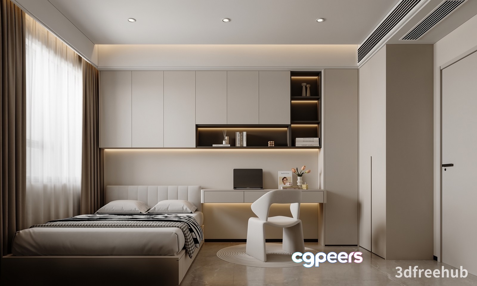 Modern Minimalist Bedroom 3D Model - 21152 - VRAY Render