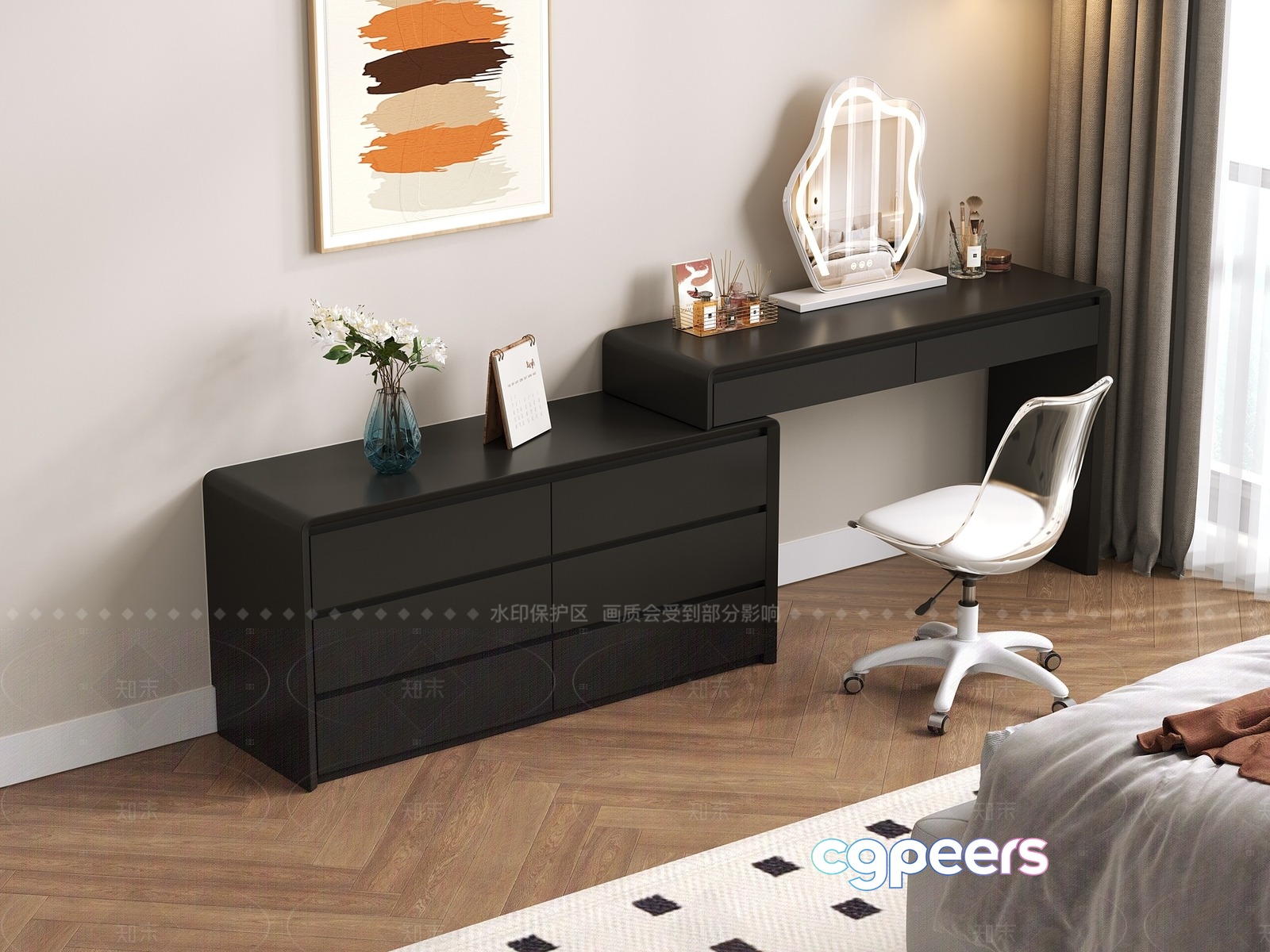 Modern Minimalist Bedroom 3D Model - 5021 - CORONA Render