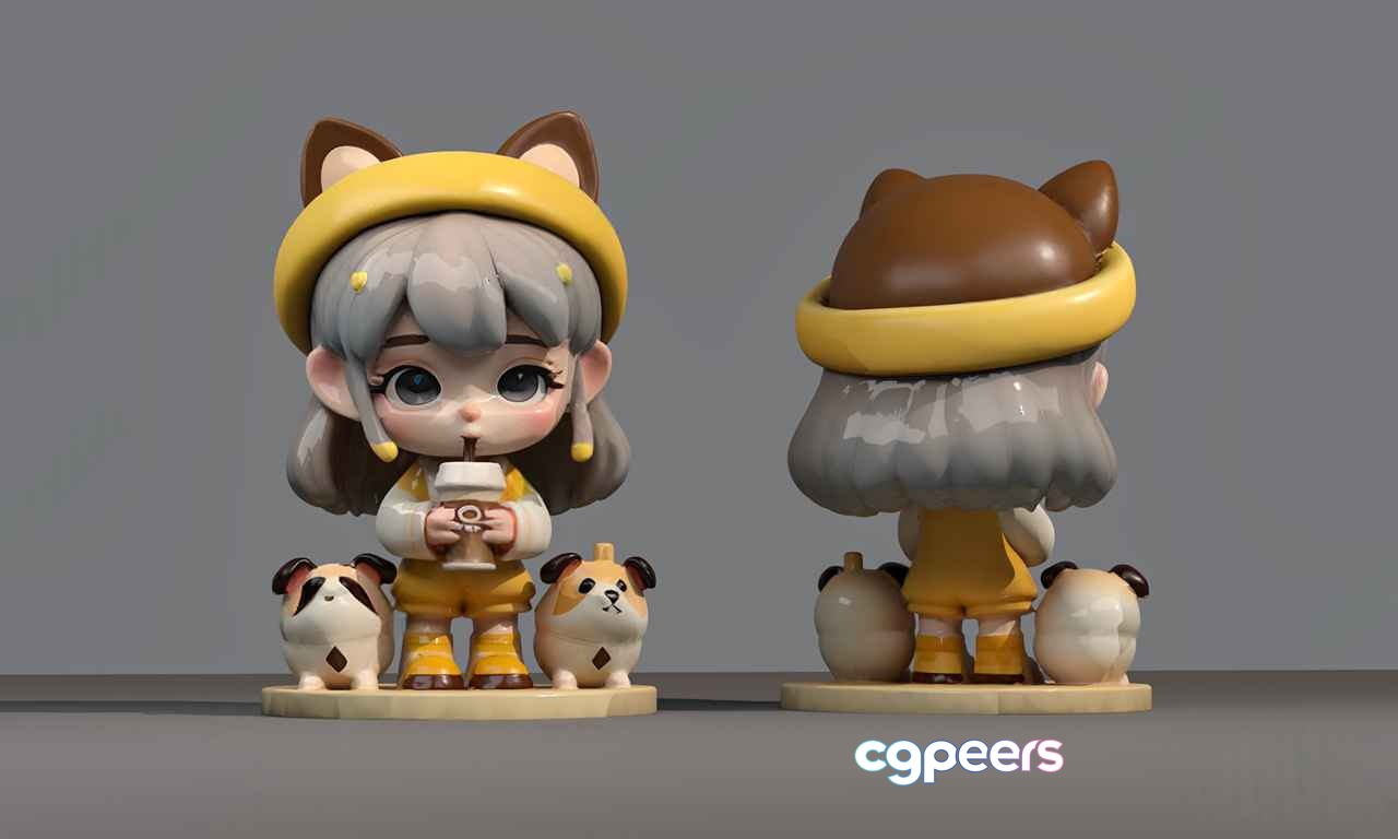 A Cartoon Girl With A Cat Headband 3D Model - 22127 - VRAY Render A Cartoon Girl With A Cat Headband 3D Model - 22127 - VRAY Render