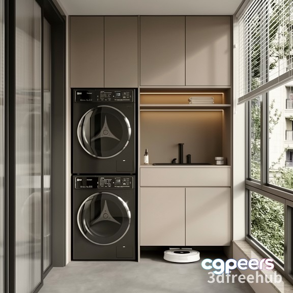 Modern Laundry Room 3D Model - 20821 - VRAY Render