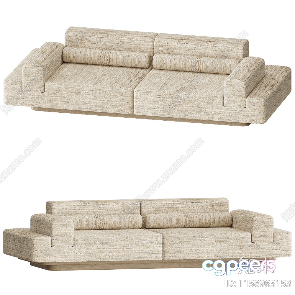 Modern Beige Sofa 3D Model - 632 - CORONA Render Modern Beige Sofa 3D Model - 632 - CORONA Render