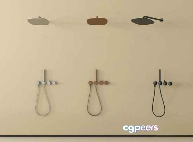 Modern Shower Fixtures 3D Model - 6745 - VRAY Render