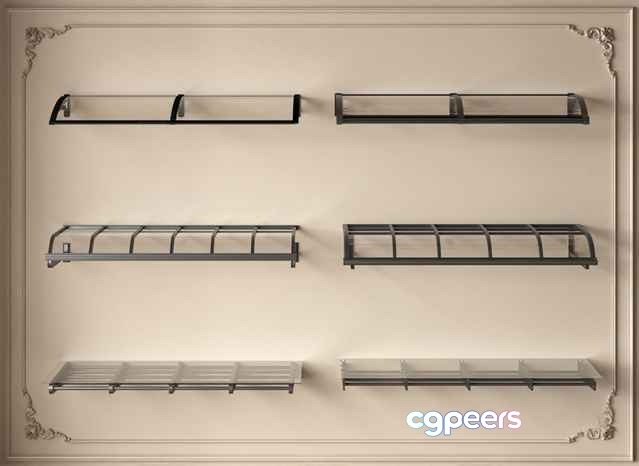 A Wall With Shelves 3D Model - 10807 - VRAY Render