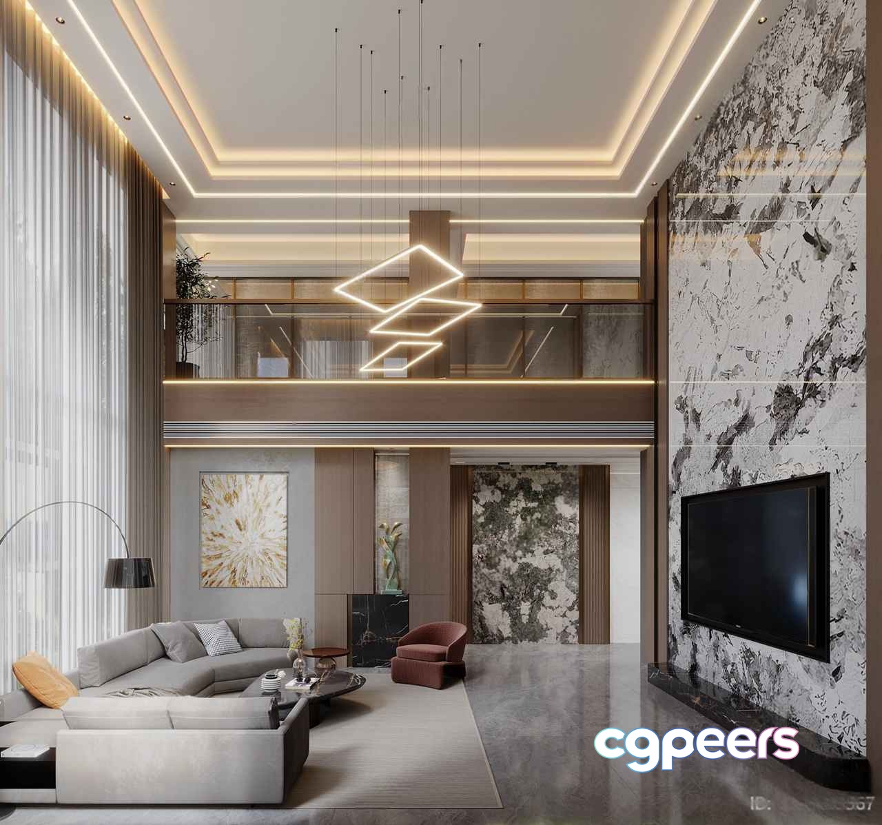 Modern Living Room 3D Model - 10460 - CORONA Render Modern Living Room 3D Model - 10460 - CORONA Render
