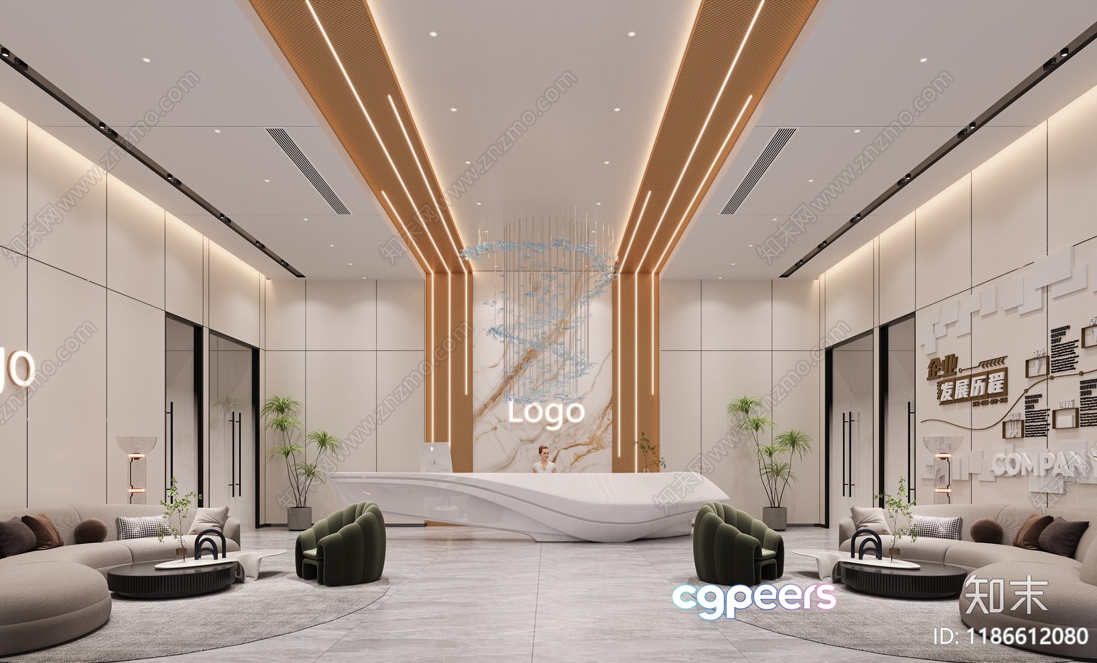 Modern Reception Area 3D Model - 7386 - CORONA Render