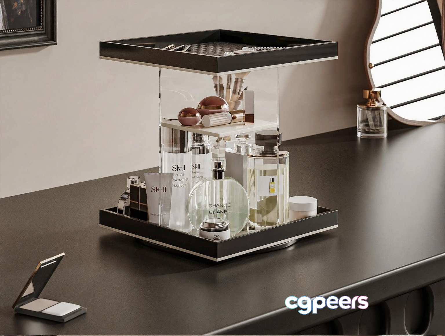 A Vanity Tray With Various Cosmetics 3D Model - 17047 - VRAY Render A Vanity Tray With Various Cosmetics 3D Model - 17047 - VRAY Render