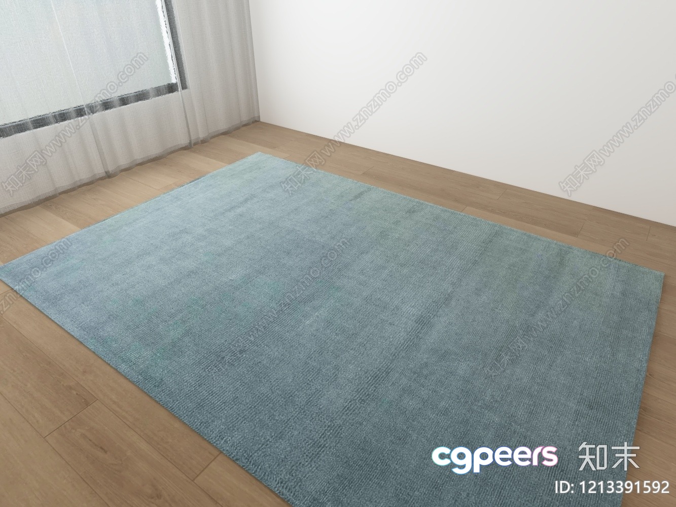 A Blue Rug In A Room 3D Model - 15640 - VRAY Render