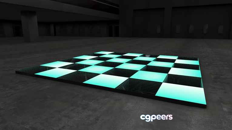 A Glowing Checkered Floor 3D Model - 16925 - VRAY Render A Glowing Checkered Floor 3D Model - 16925 - VRAY Render