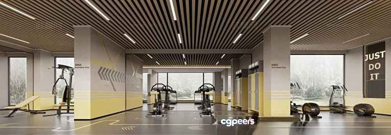 Modern Fitness Room 3D Model - 17513 - CORONA Render