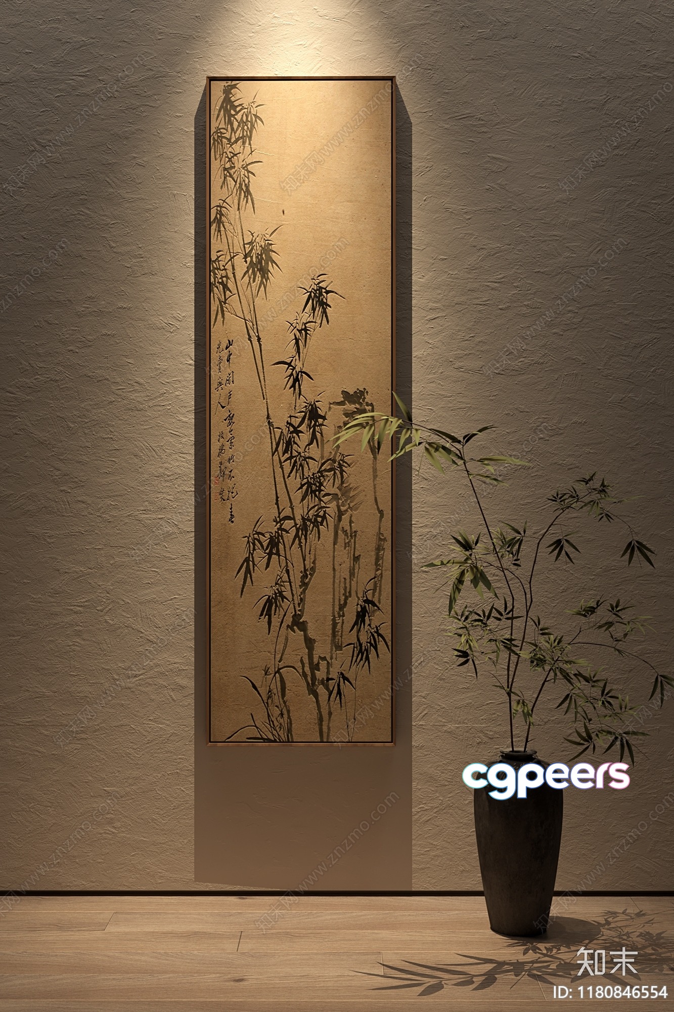A Framed Bamboo Painting 3D Model - 12140 - VRAY Render