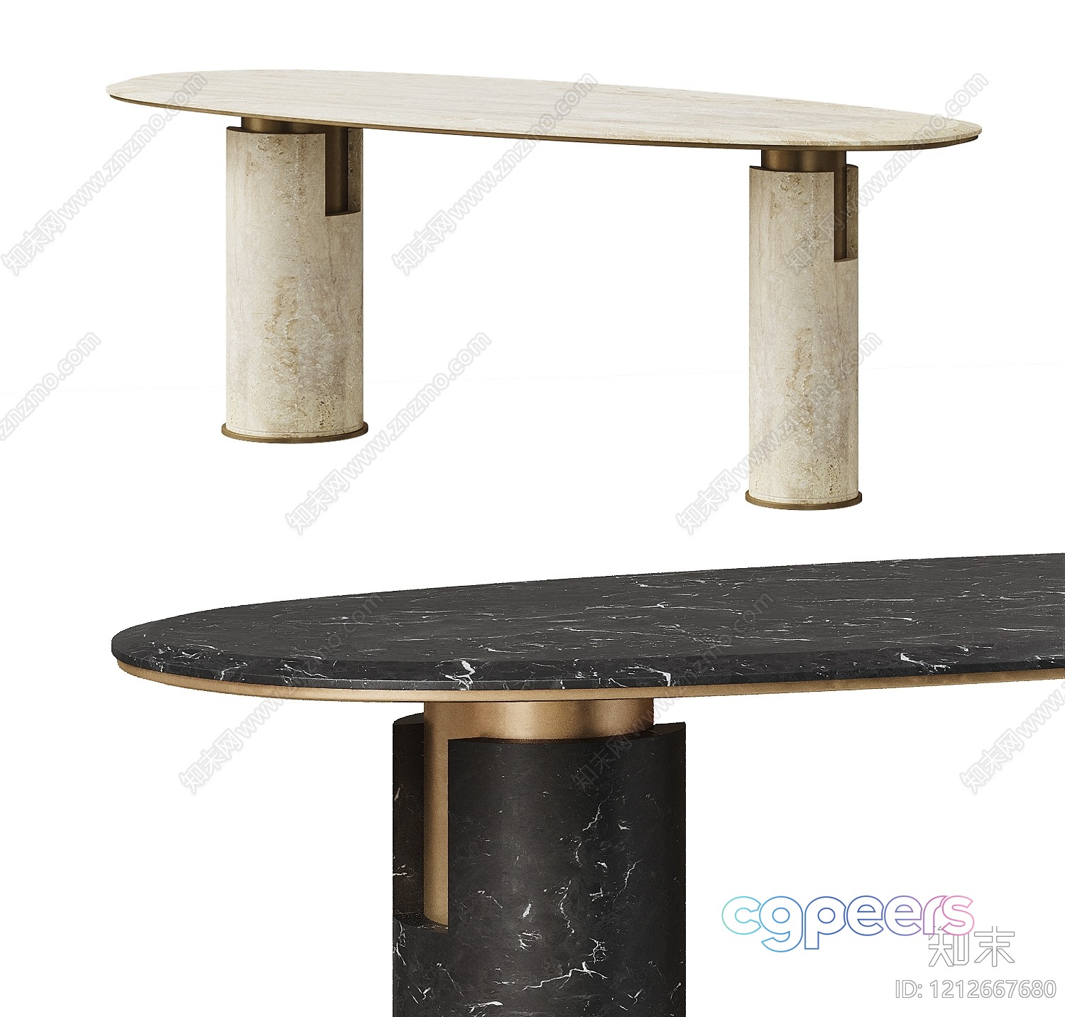 A Marble Table With A Gold Base 3D Model - 18054 - VRAY Render A Marble Table With A Gold Base 3D Model - 18054 - VRAY Render