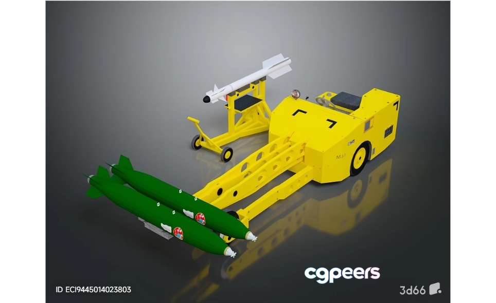 Yellow And Green Military Vehicles 3D Model - 5929 - VRAY Render