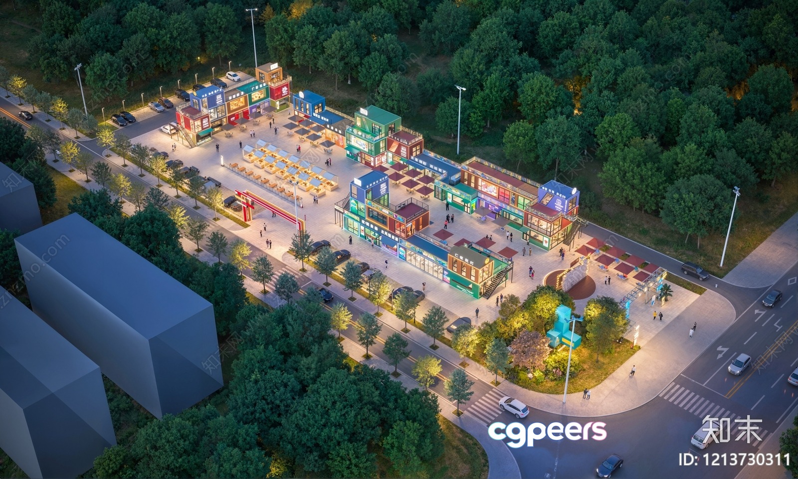 The Main Subject Is A 3D Rendering Of A Shopping Center Characterized 3D Model - 11599 - VRAY Render