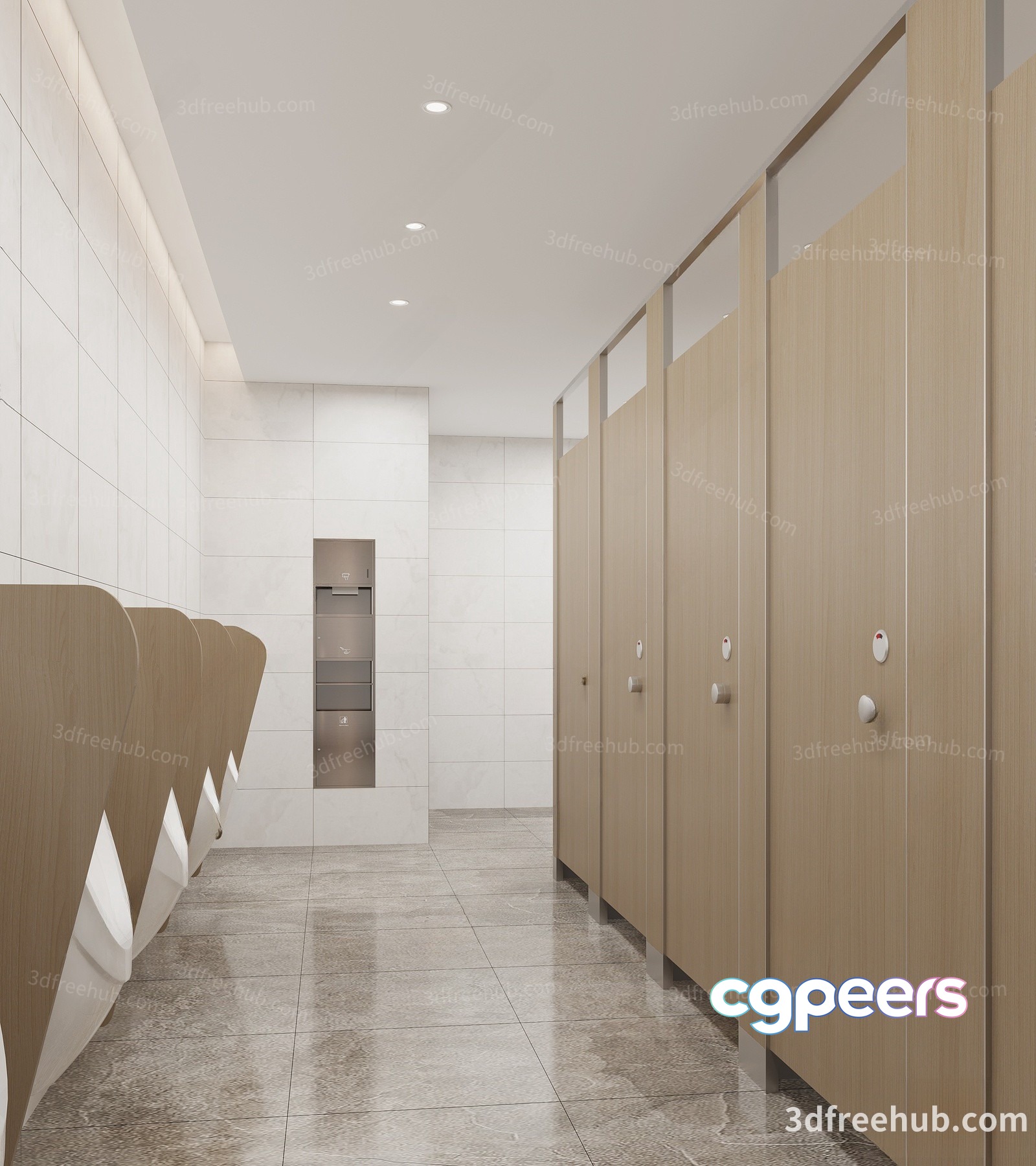 Modern Public Restroom 3D Model - 22707 - VRAY Render