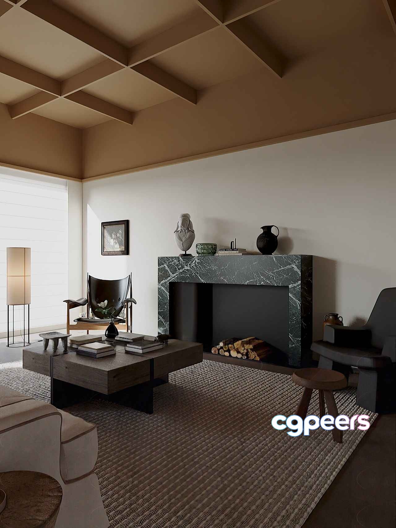 Modern Living Room 3D Model - 103 - VRAY Render