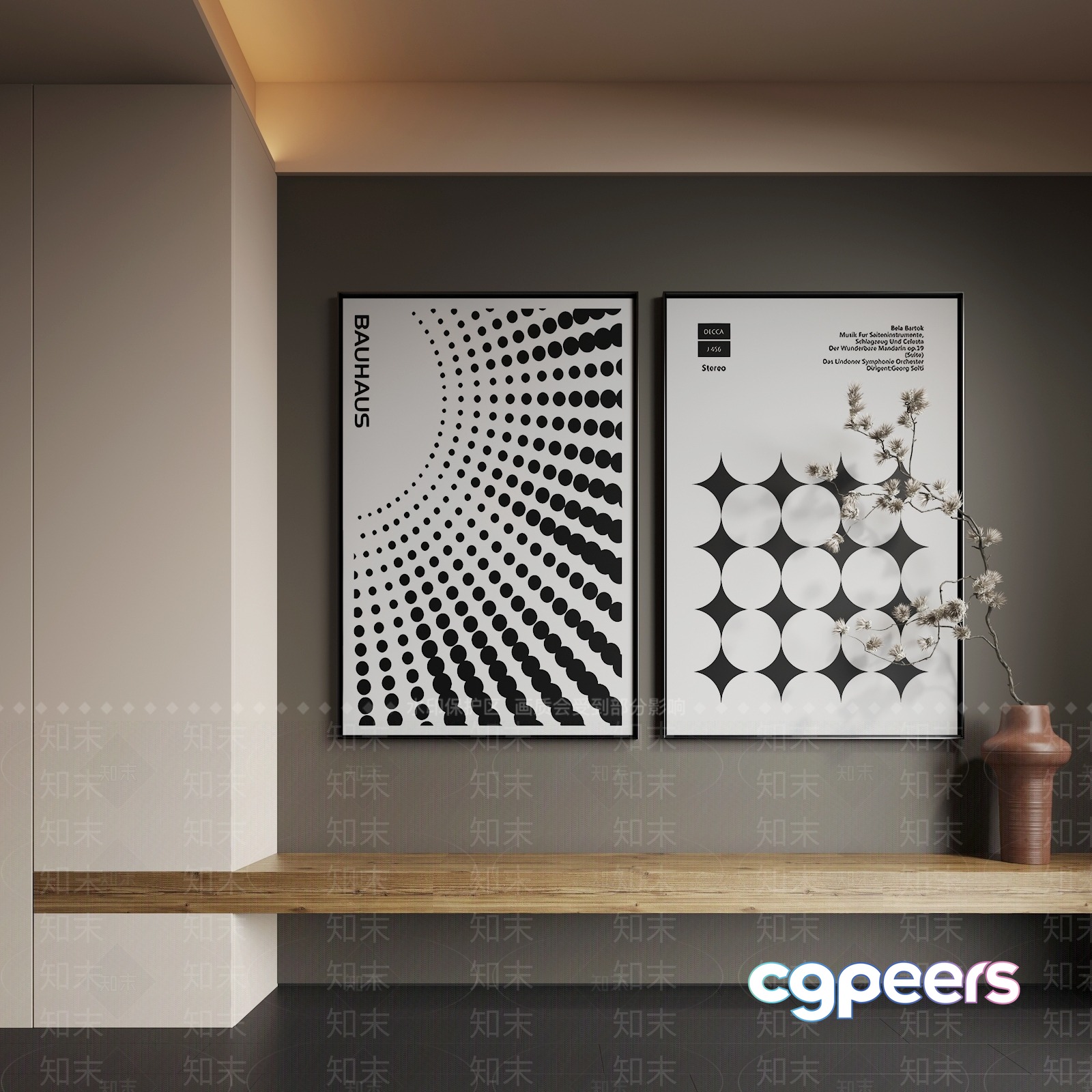 Modern Bauhaus Posters 3D Model - 7522 - VRAY Render