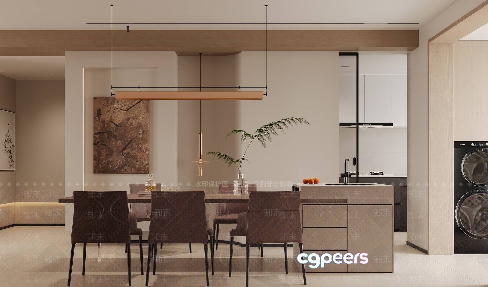 Modern Kitchen Interior 3D Model - 11567 - VRAY Render