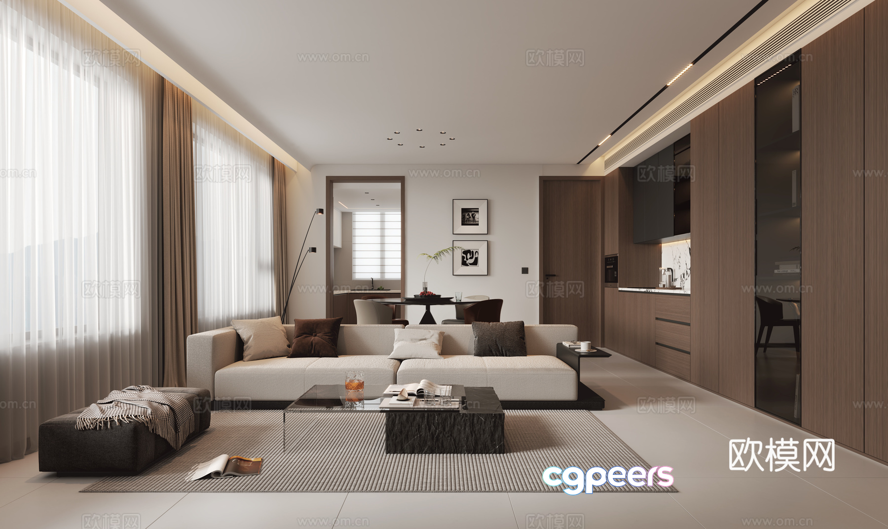 Modern Living Room 3D Model - 10107 - VRAY Render