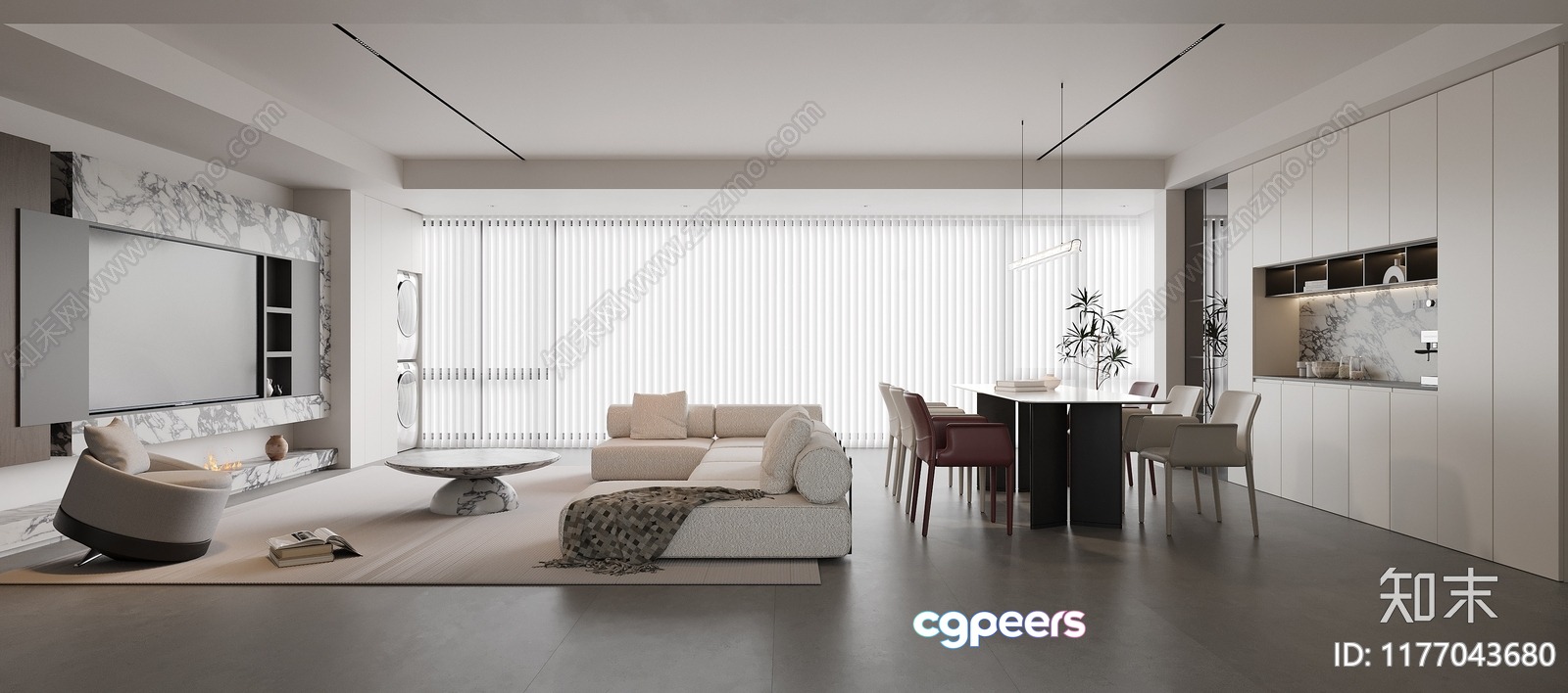 Modern Living Room 3D Model - 12406 - VRAY Render