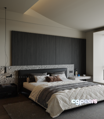 Modern Cozy Bedroom 3D Model - 6068 - VRAY Render