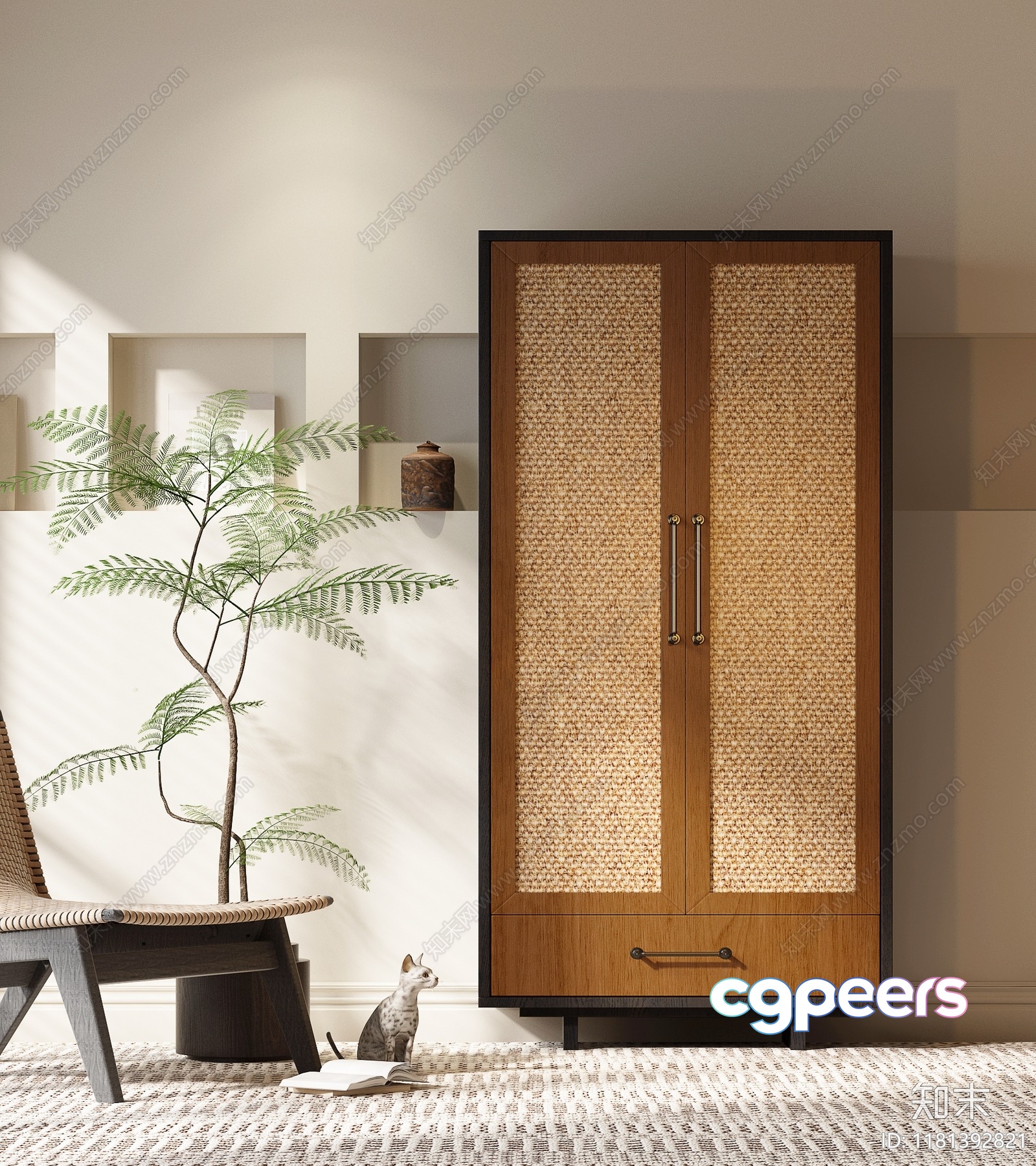 Mid-Century Modern Cabinet 3D Model - 10792 - VRAY Render Mid-Century Modern Cabinet 3D Model - 10792 - VRAY Render