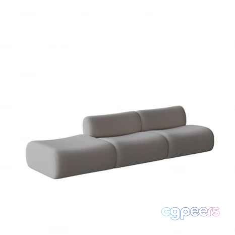 Gray L-Shaped Couch 3D Model - 23723 - VRAY Render